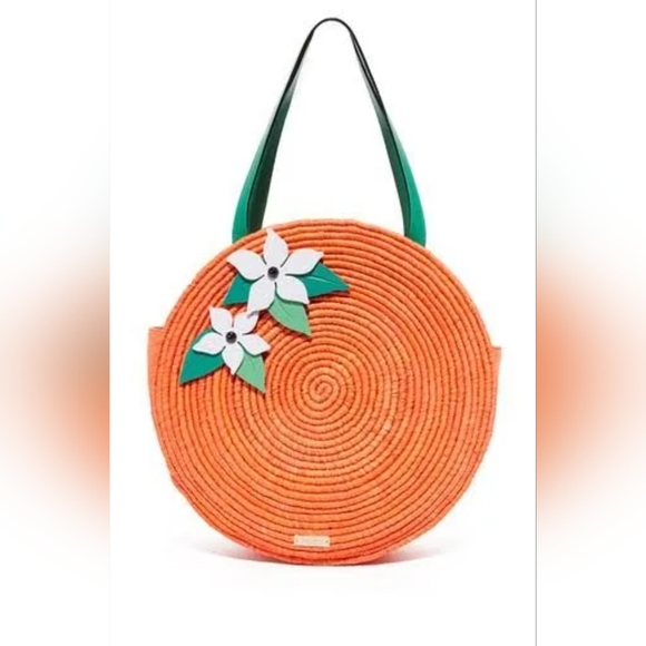 Kate Spade Orange Fruit Spice Things Up Novelty Straw Handbag EUC - Picture 1 of 15